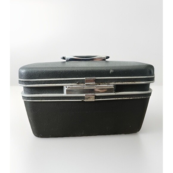 Vintage SAMSONITE Silhouette Vanity Beauty Train Case Dark GRAY 1960's - Picture 1 of 13
